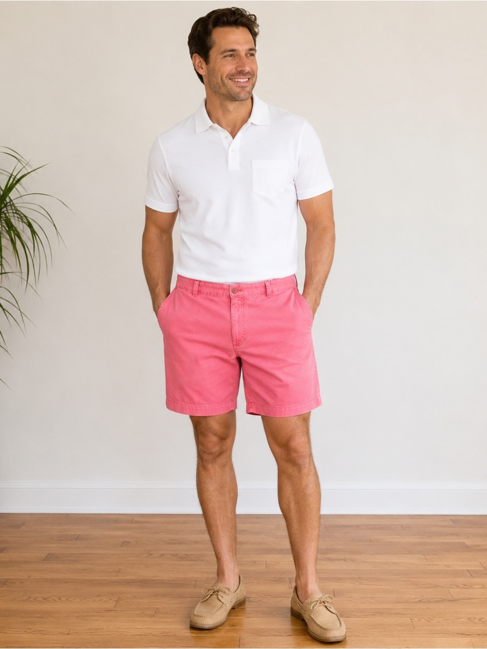 Daniel Cremieux Classic Pink Flat-Front Cotton Chino Shorts Preppy Size 40